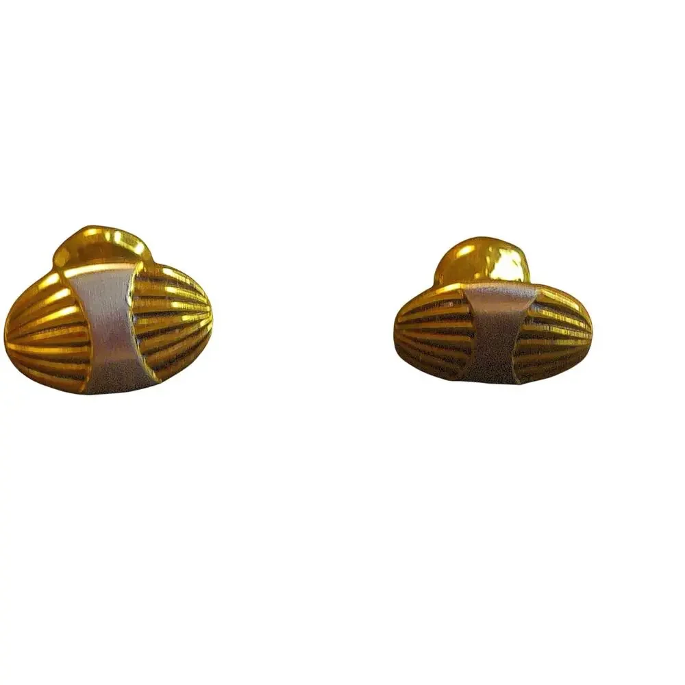 Vintage Two-Tone Gold & Silver Fluted Oval Cufflinks, Mid-Century Modern Style